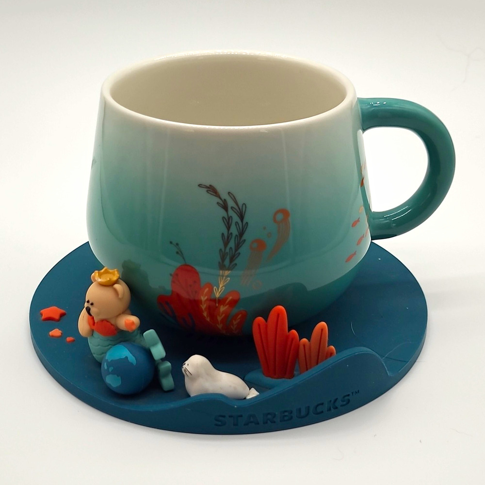 Rare Starbucks Gaurdian of Sacred Island Siren Bearista 3D Mug & Saucer Set